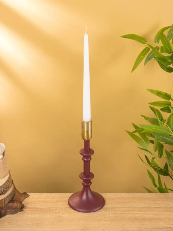 Подсвечник на 1 свечу "Баклажановый" 10х10х26 см