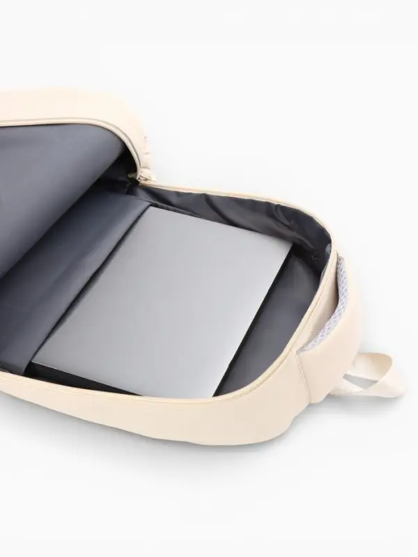 Рюкзак школьный, &laquo;Уставший кот&raquo;, 5 карманов, 2 отделения, 31&times;13.5&times;45 см, сливочный