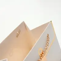 Пакет переноска для цветов, ручка цепь, &laquo;Белый&raquo;, с золотым тиснением, 15&times;10.5&times;10 см