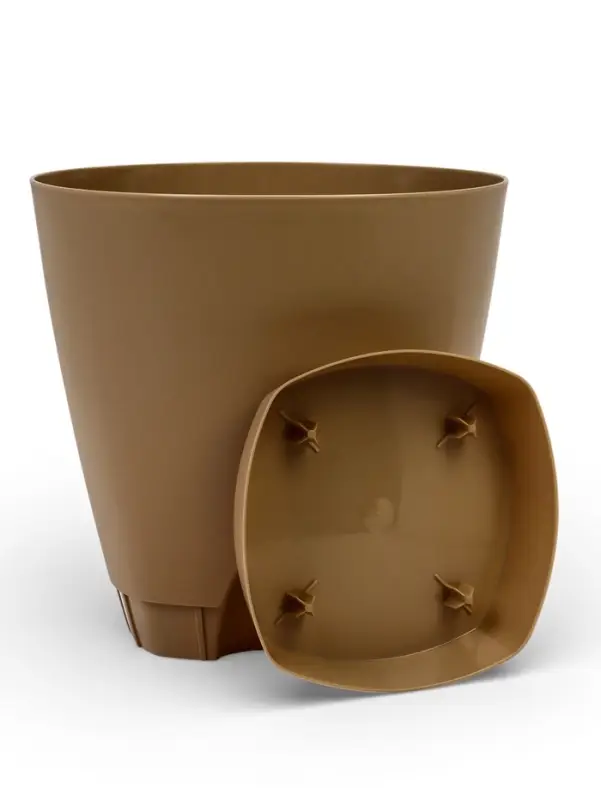 Горшок для цветов с прикорневым поливом Amsterdam, 8 л, цвет молочный шоколад
