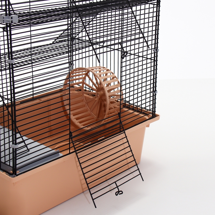 Клетка для грызунов Клетка для грызунов "Пижон" №11, 4 этажа, разборная, 42 х 30 х 65 см (+2 домика,2 колеса,миска), беж