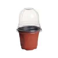 Горшок для рассады, с крышкой, 300 мл, d=9.5 см, h=8 см, мягкий пластик, терракот, Greengo