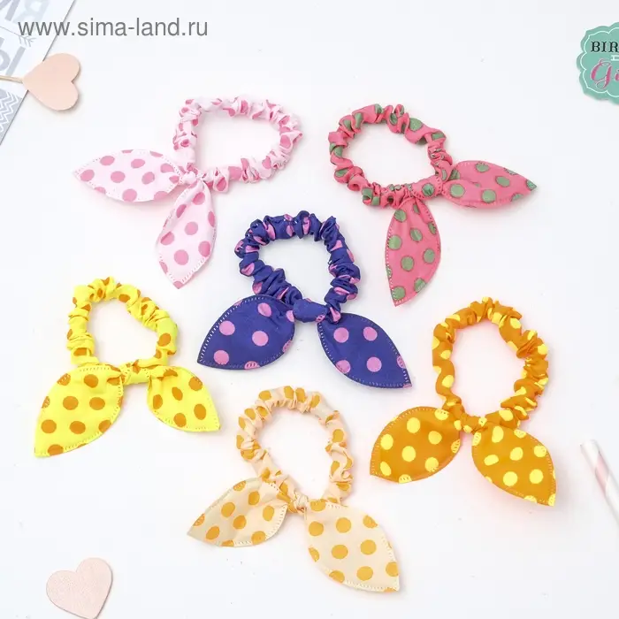 Резинка для волос «Веселые ушки», кружева мелкий шарик, МИКС