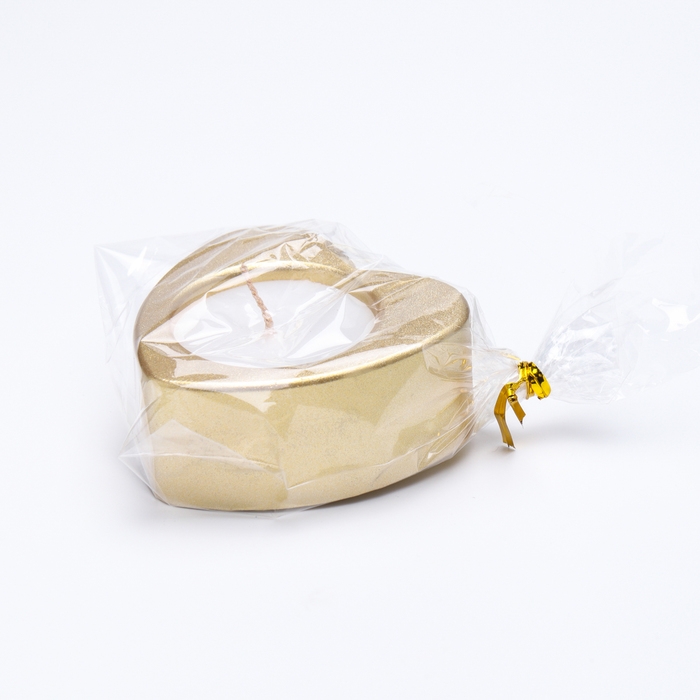 Свеча  Свеча "Сердце малое. Мрамор" в подсвечнике из гипса, 7х3см,золото