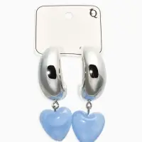 Серьги &laquo;Новый стиль. Сердечки&raquo;, голубые в серебре d=3 см