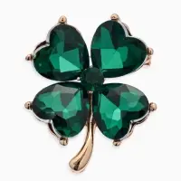 Брошь &laquo;Клевер&raquo;, роскошный, тёмно-зелёная в золоте