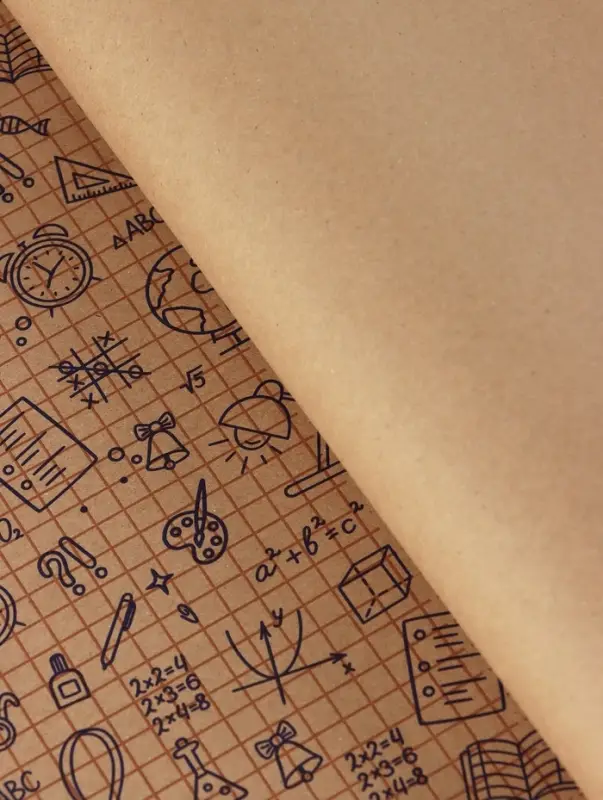 Бумага упаковочная крафт «Школьная пора», коричневый/синий на коричневом фоне 0.7×10±5%м Бумага упаковочная крафт «Школьная пора», коричневый/синий на коричневом фоне 0.7×10±5%м