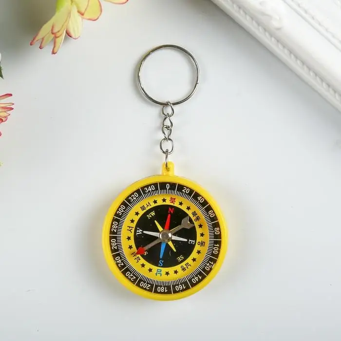 Брелок для ключей на кольце «Круглый», с компасом, пластик, 4.5×4.5×1 см, МИКС