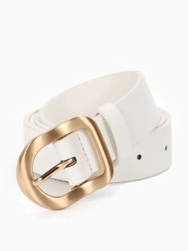 Ремень женский, 2.7&times;105 см, золотистая пряжка, 1 прокол, белый