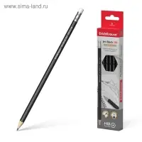 Карандаш чернографитный с ластиком Erich Krause Jet Black 101 HB, грифель d=2.2 мм, шестигранный, из отборной древесины