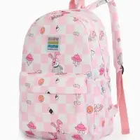 Рюкзак школьный на молнии, с карманами, в клетку, 28&times;11.5&times;40 см, розовый