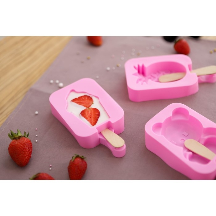 Форма для мороженого Доляна «Капкейк», силикон, 14×7,5×2,5 см, цвет розовый Форма для мороженого Доляна «Капкейк», силикон, 14×7,5×2,5 см, цвет розовый