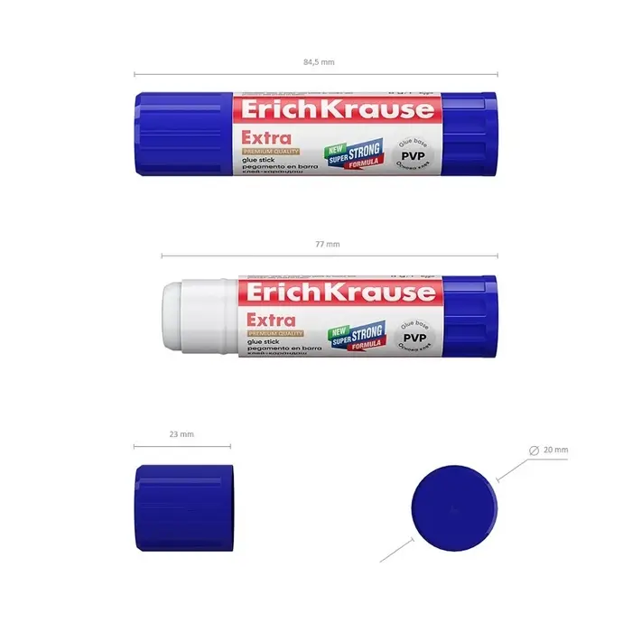 Клей-карандаш, ErichKrause Extra, PVP, усиленный, 8 г