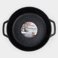 Сотейник KUKMARA, d=32 см, стеклянная крышка, антипригарное покрытие, литой алюминий, чёрный