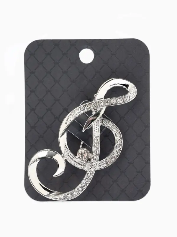 Брошь &laquo;Нота. Скрипичный ключ&raquo;, белая в серебре