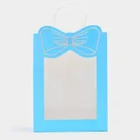 Пакет подарочный с окном &laquo;Бант&raquo;, 26&times;35&times;15 см, голубой