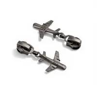 Бегунок для молнии &laquo;Спираль&raquo;, №5, &laquo;Самолёт&raquo;, цвет чёрный никель