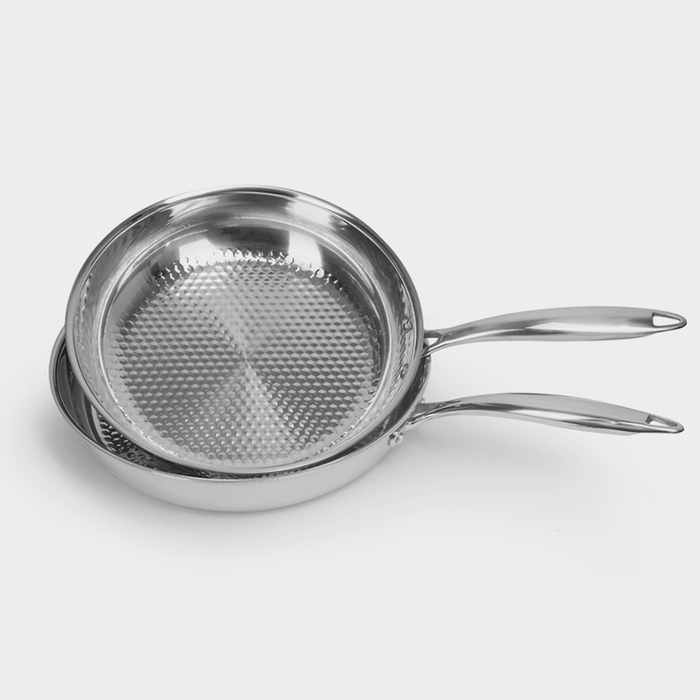 Сковорода из нержавеющей стали, с рифленым дном d=24 см, h=50 см, индукция Сковорода из нержавеющей стали, с рифленым дном d=24 см, h=50 см, индукция