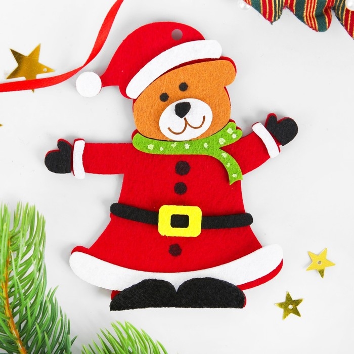 Набор для творчества - создай ёлочное украшение из фетра «Новогодний мишка» Набор для творчества - создай ёлочное украшение из фетра «Новогодний мишка»