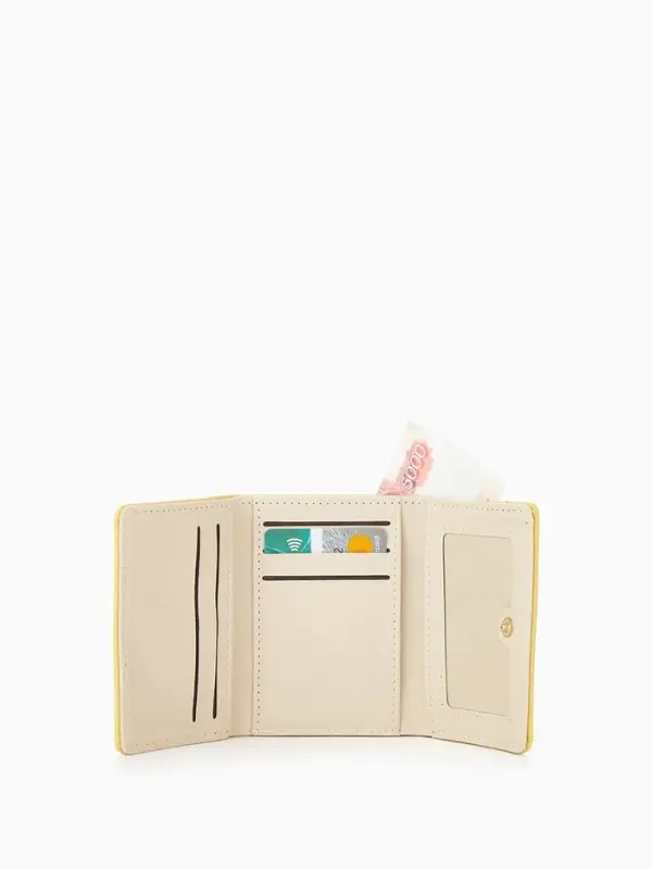 Кошелёк женский на кнопке, 10.5&times;3&times;8.5 см, однотонный, жёлтый