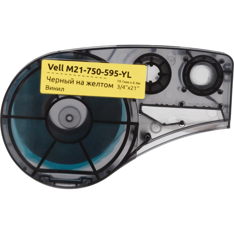 Картридж Vell M21-750-595-YL (19.1 мм/6.4 м, винил,черный/желтом,VL142811)