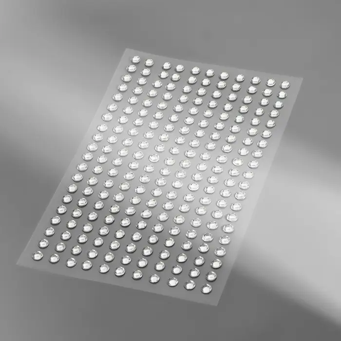 Стразы самоклеящиеся, d = 4 мм, 220 шт на листе на листе, цвет серебряный