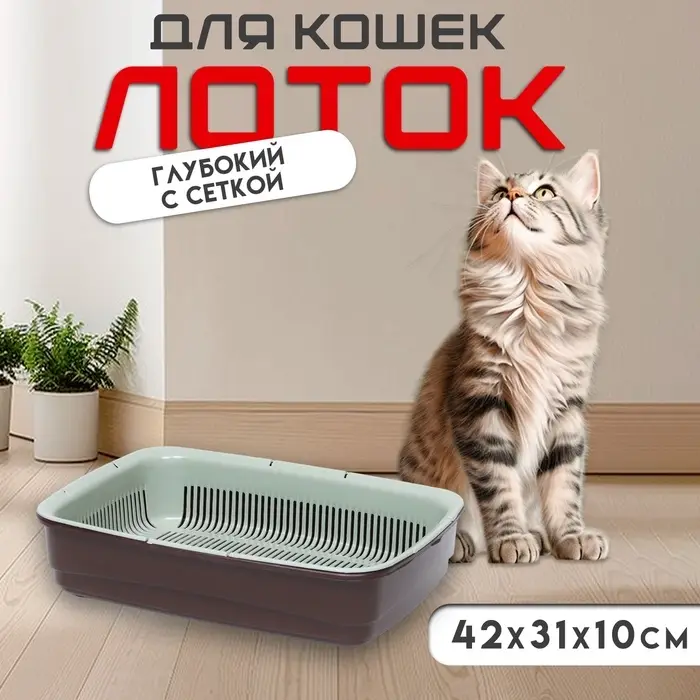 Лоток большой с сеткой Atlantis &laquo;Стандарт&raquo;, 42&times;31&times;10 см, шоколад