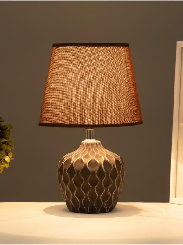 Настольная лампа "Кудри" 1х40Вт Е14 кофе/белый 19,5х19,5х31см