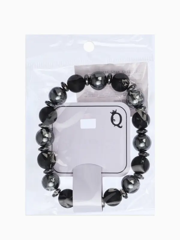 Браслет из бусин &laquo;Шунгит и Гематит&raquo;, d=5.5 см, чёрный