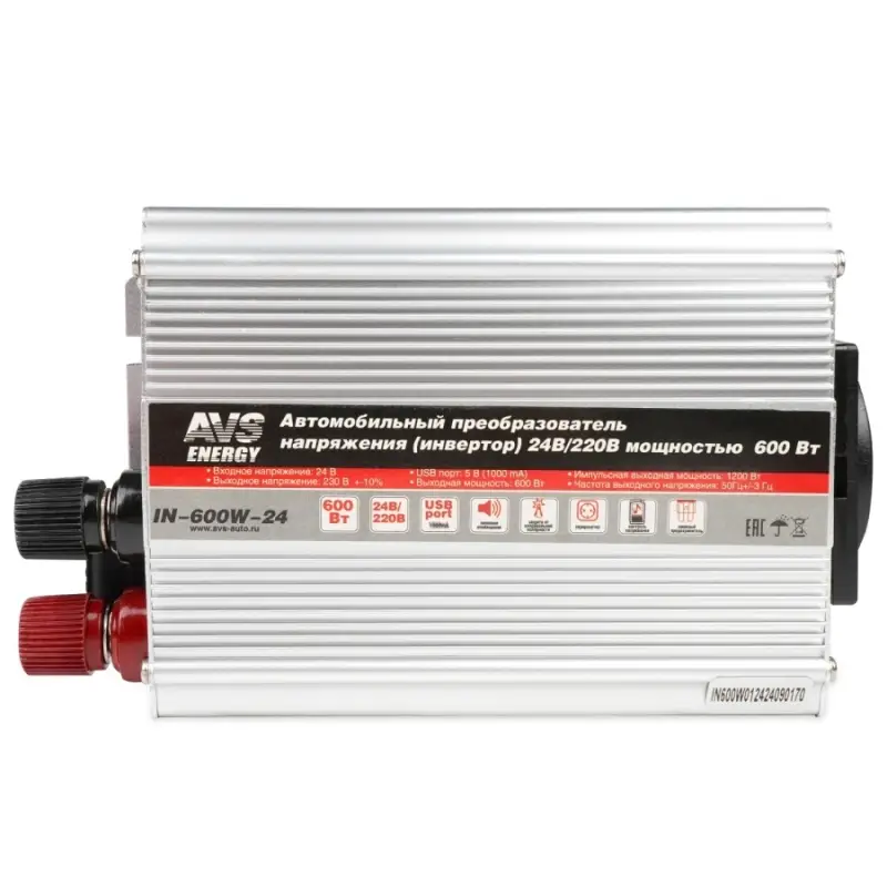 Автомобильный инвертор 24/220V AVS IN-600W-24