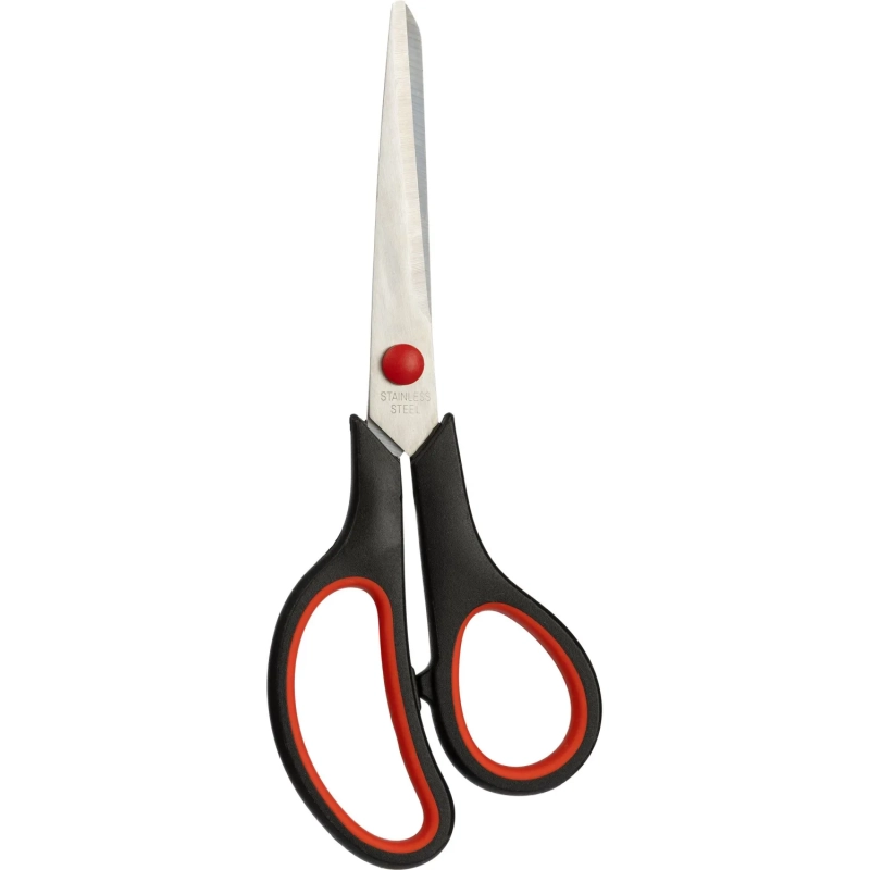 Ножницы 190 мм с пласт. прорезин. ручками, цвет крс/черн