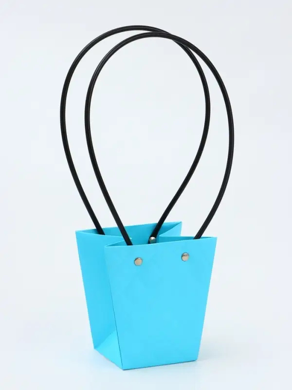 Сумка для цветов тиснение голубой влагостойкая, 12&times;12 - 8&times;8 - 12.5 см