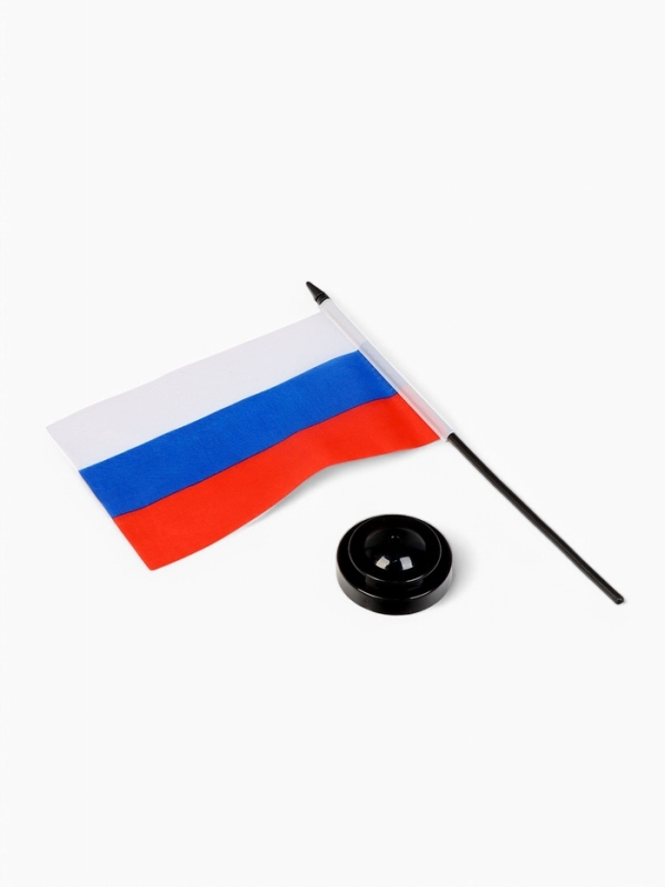 Флаг России, набор 6 штук, 14 х 21 см, флагшток 33.5 х 6.4 см, полиэстер