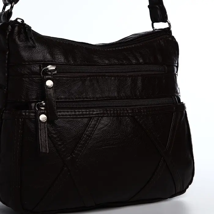 Сумка женская кросс-боди на молнии, 25&times;11&times;19 см, тёмно-коричневая