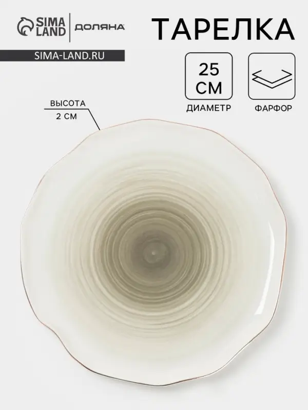 Тарелка обеденная Доляна &laquo;Млечный путь&raquo;, d=25 см, фарфор, серая