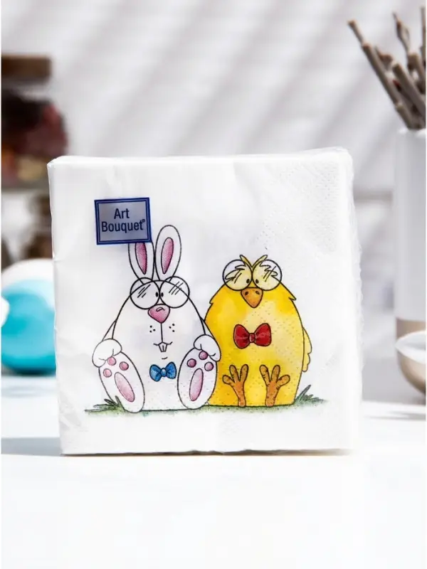 Салфетки пасхальные бумажные &laquo;Сладкая парочка&raquo;, 2 слоя, 20х20 см, 30 шт