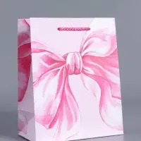 Пакет подарочный "Розовый бант" ламинированный 18 х 22,3 х 10 см