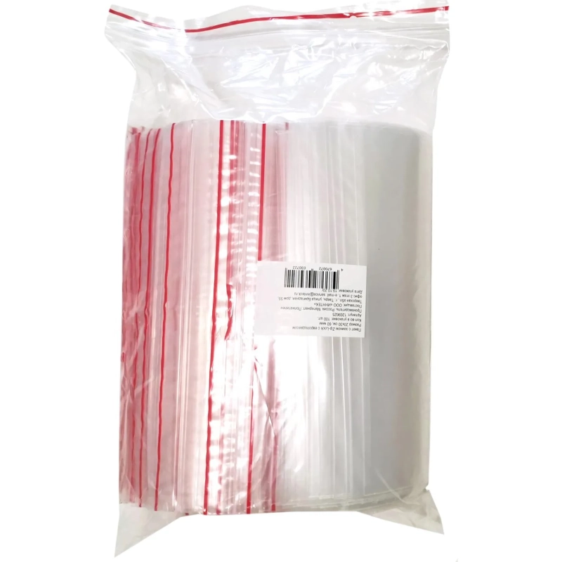 Пакет с замком (Zip Lock) с европодвесом 20 х 30  см, 60 мкм, 100 шт/уп