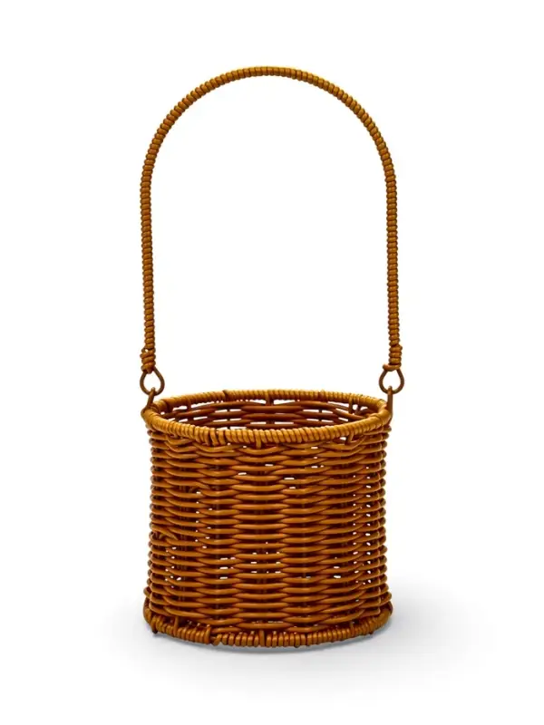 Корзина пластик 14 х 14 х 12 см, ручка17 см металл каркас коричневый