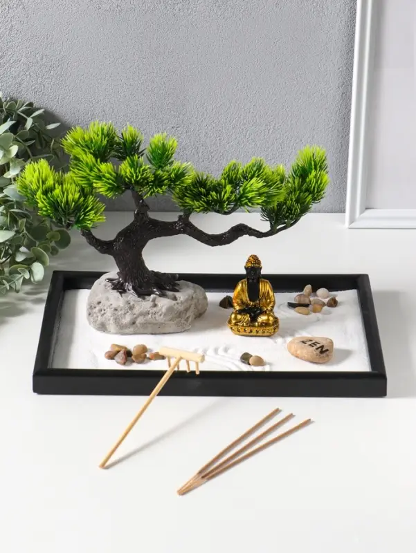 Сад Дзен "Будда у раскидистого дерева" песок+камни+аромапалочки 29,7х19,8х18 см