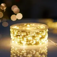 Гирлянда &laquo;Нить&raquo; 200 м роса, IP44, серебристая нить, 2000 LED, пульт, 36 В, свечение тёплое белое