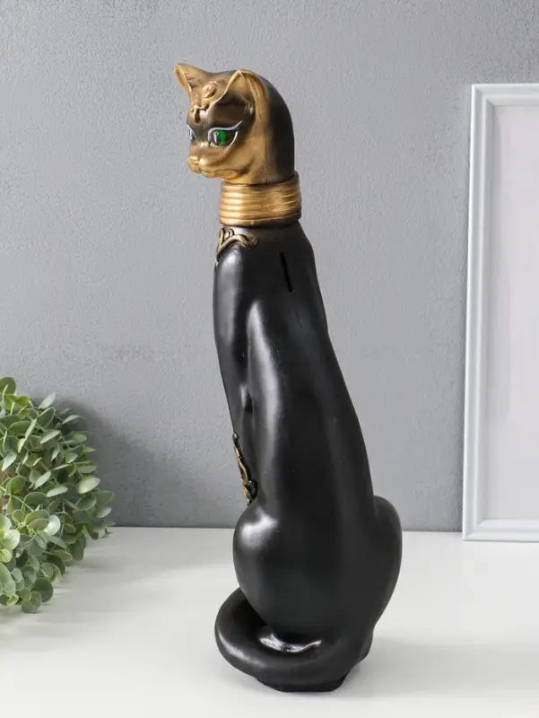 Копилка для денег &laquo;Кошка Маркиза с обручем&raquo;, чёрная, 48&times;18&times;15 см