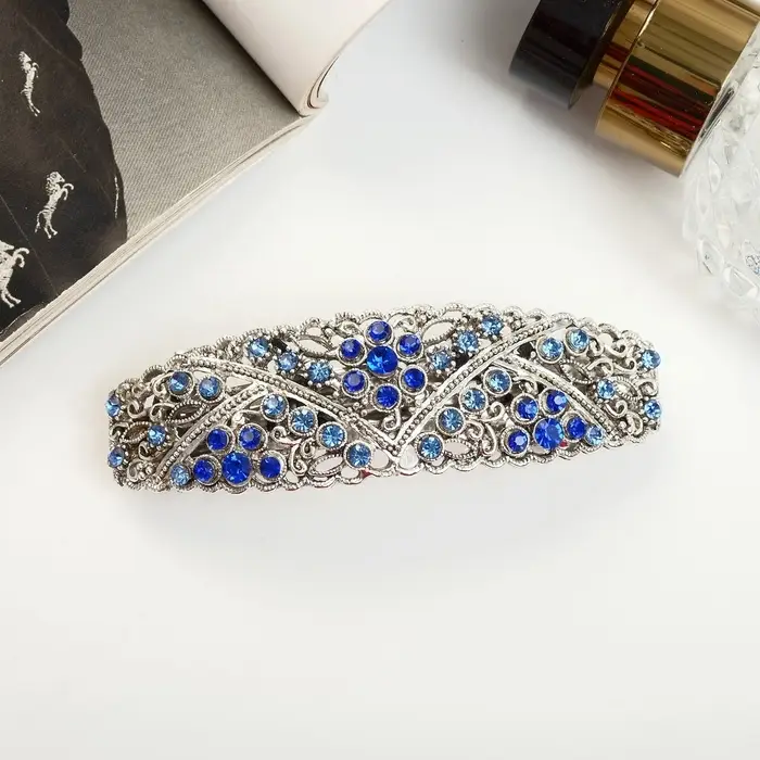 Заколка - автомат для волос QF &laquo;Сара&raquo;, фиалки, 8.5 см