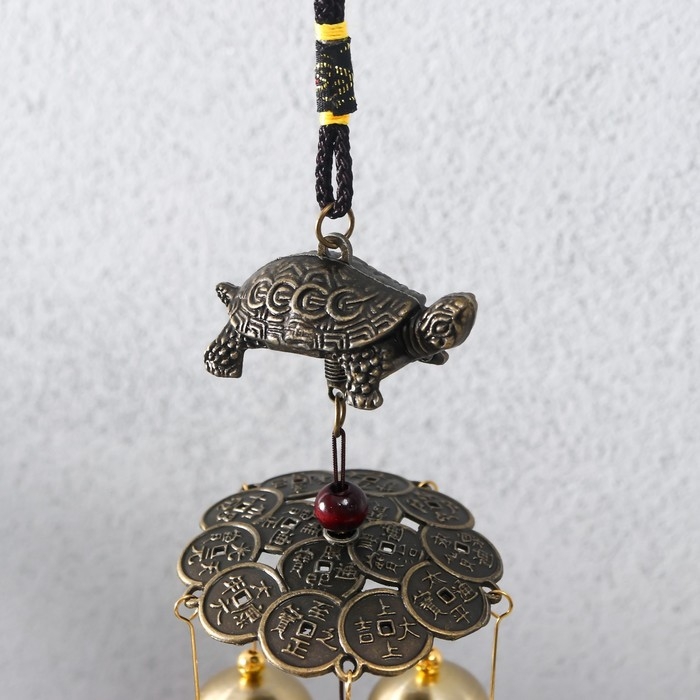 Музыка ветра металл Музыка ветра металл "Черепаха на монетках" 5 колокольчиков 41х6 см