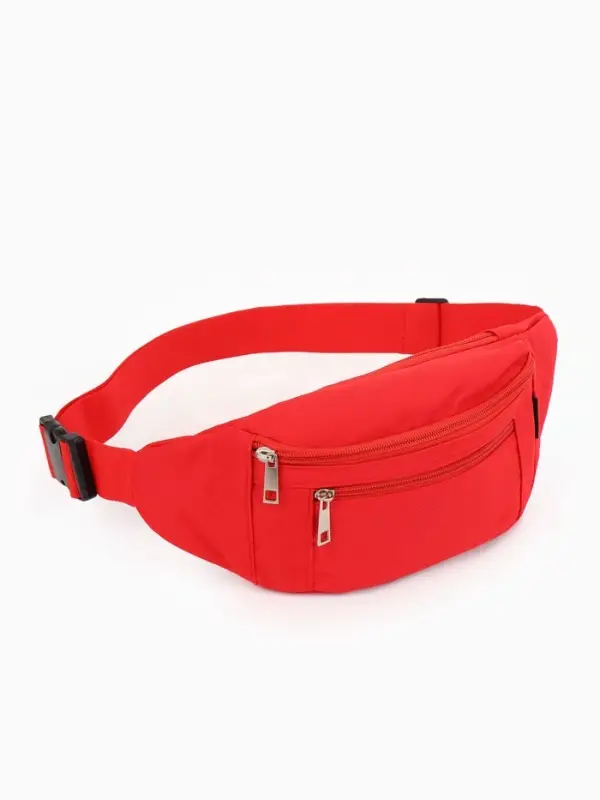 Сумка поясная Стиль, 34*6*12 см, отд на молнии, н/карман, красный