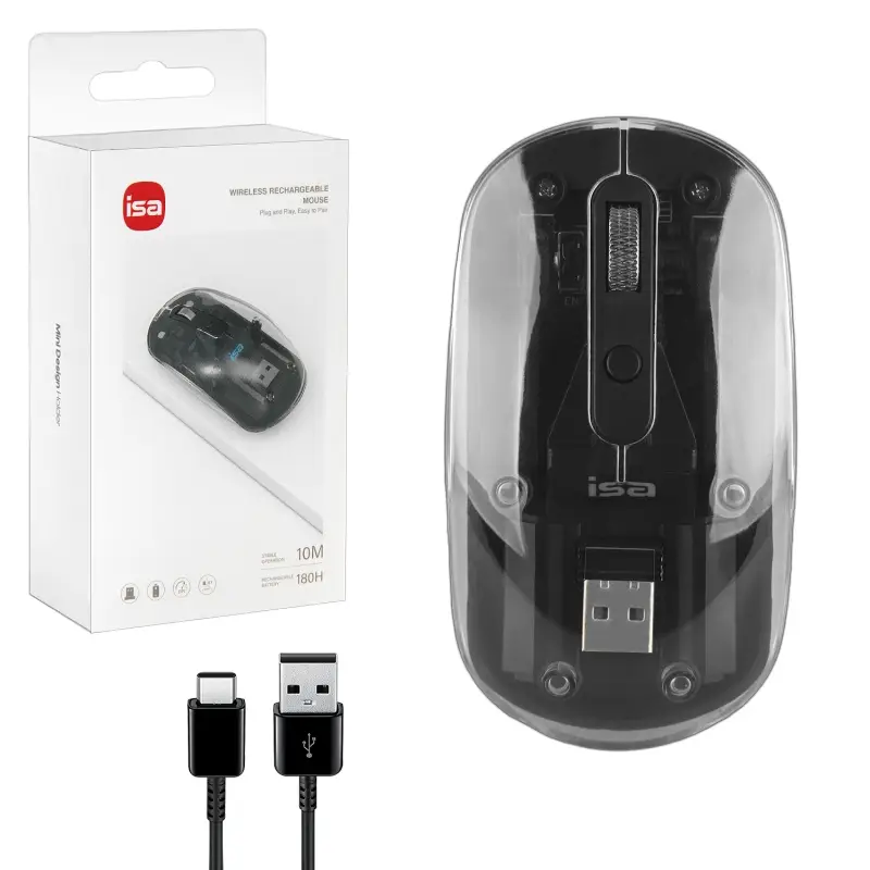 Мышь беспроводная WM-8 ISA Прозрачно-черная