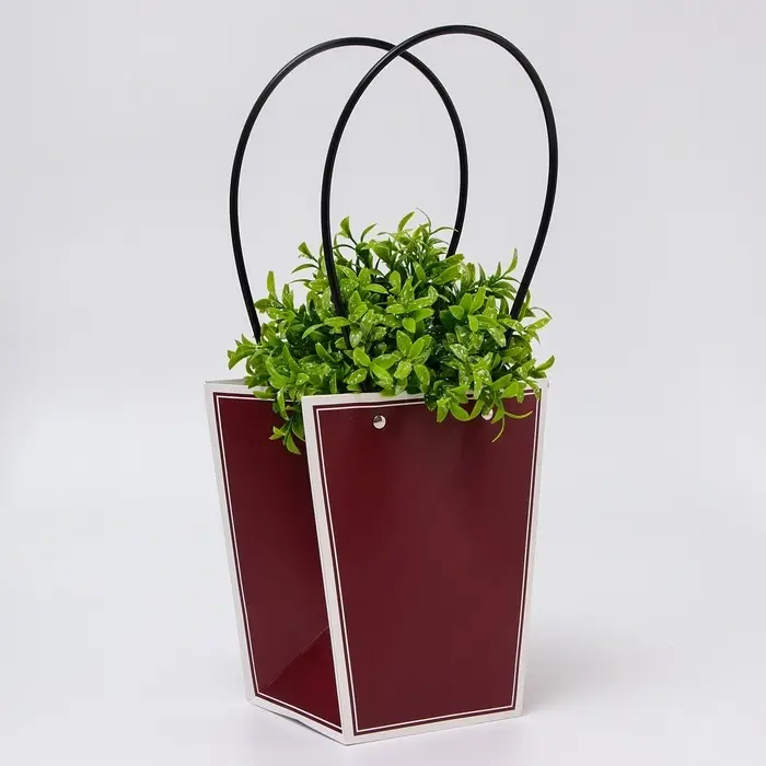 Сумка для цветов винная влагостойкая, 17&times;17 - 11.5&times;11.5 - 20 см 5