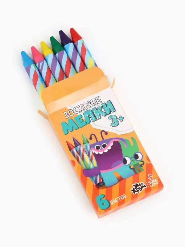 Мелки восковые, 6 цветов, &laquo;Ум и Хрум&raquo;