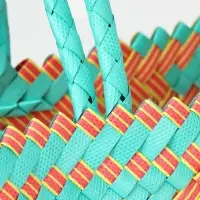 Сумка плетёная, 30&times;15&times;35 см, пластик, бирюзово-жёлтая