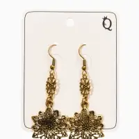 Серьги метал "Аутентичность" цветы, цвет чернёное золото Серьги метал "Аутентичность" цветы, цвет чернёное золото